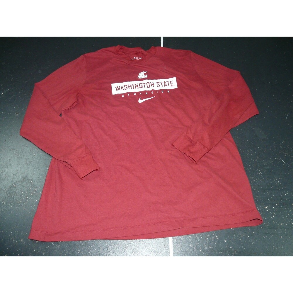 WSU Cougars Washington State Team Issue Nike Tee Crimson Long Sleeve Dri-Fit XXL